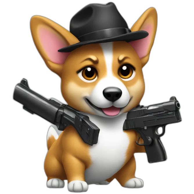 gangster corgy with a gun emoji