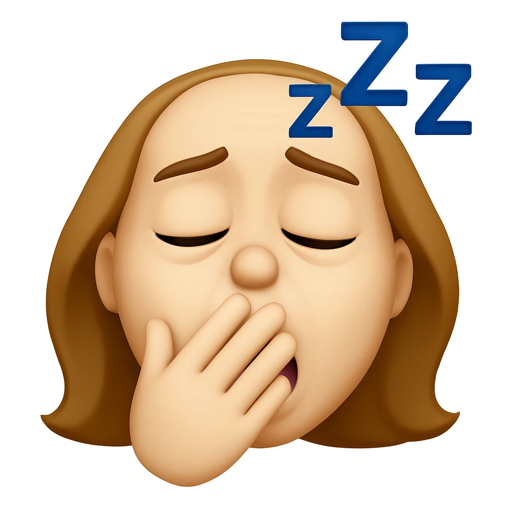 Make this emoji look even more sleepy: add droopy eyelids, a hand covering the mouth, and a Zzz above the head in emoji style emoji