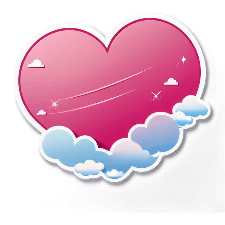 Pink heart and clouds emoji