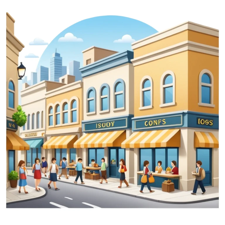 a city street with shops and cafes emoji