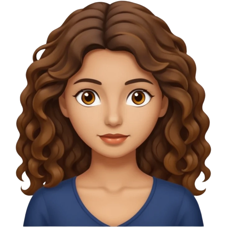 Morena com cabelo ondulado nas pontas  e de pelo um pouco bronzeada emoji