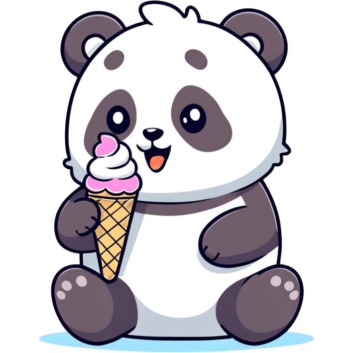 Panda eating ice cream emoji