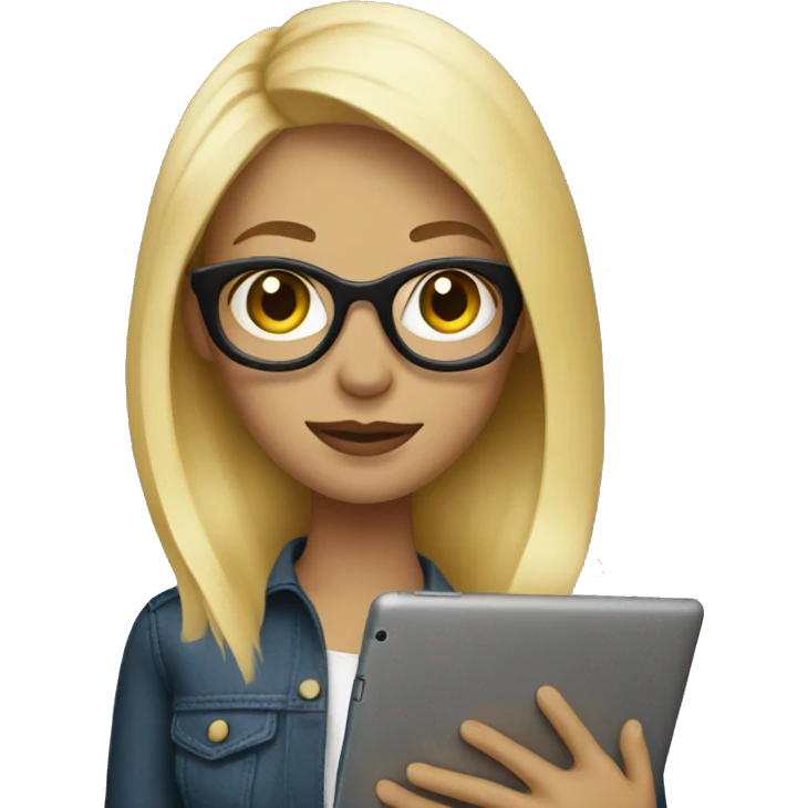 Designer blonde with an iPad tablet emoji