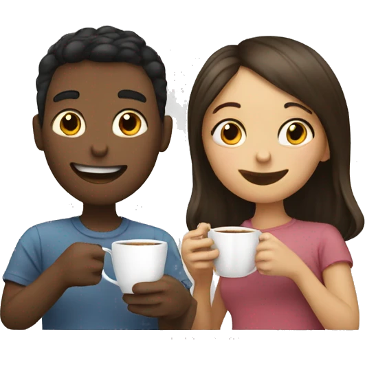 A boy drinking tea and girl drinking coffee  emoji