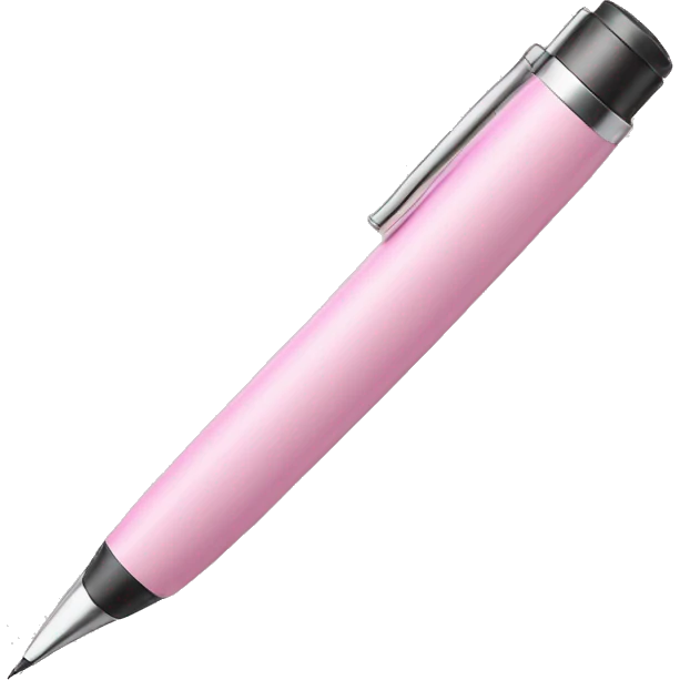 A pastel pink pen with ink emoji