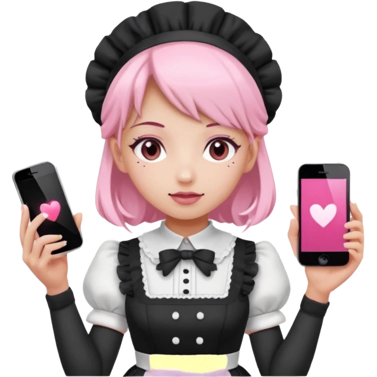 mix light pink dark pink and white girly phone maid emoji