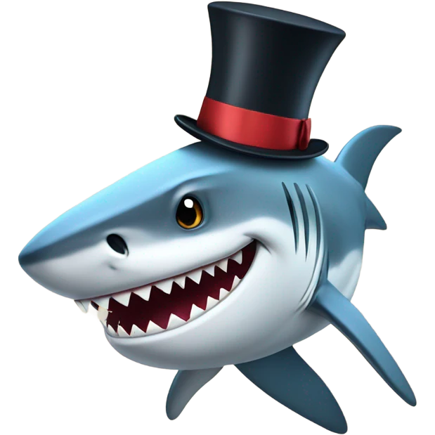 Shark with a top hat emoji