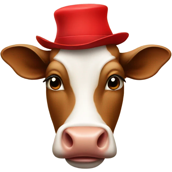 Cow wearing red hat  emoji