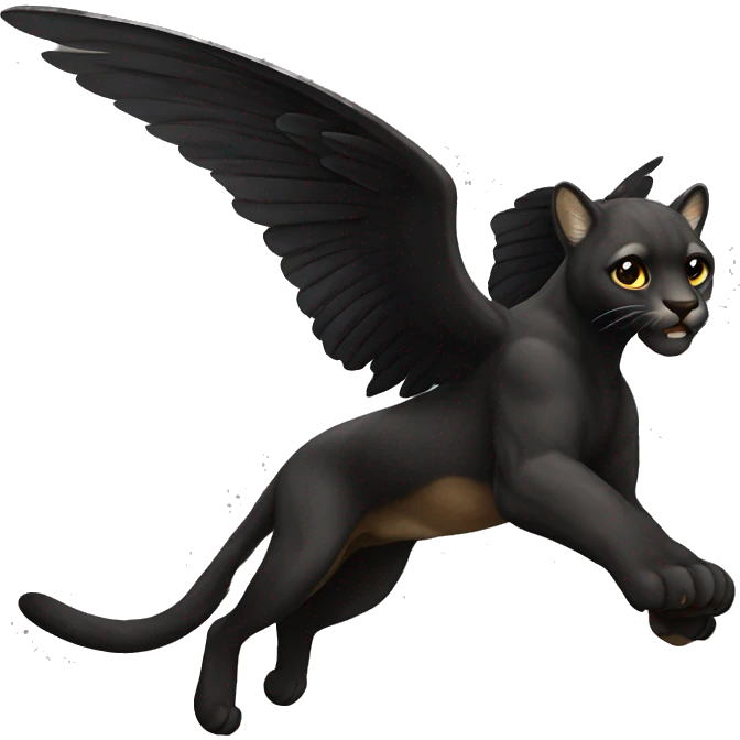 winged black puma flying emoji