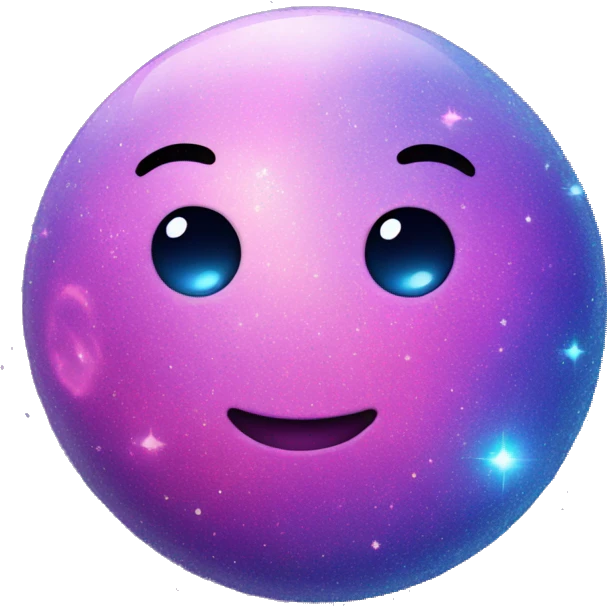 blue purple and pink glitter planet emoji