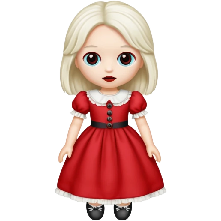 Toy ragdoll in red dress  emoji