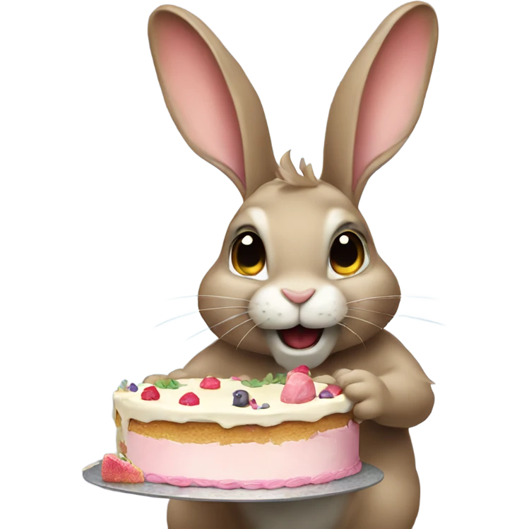 Rabbit eating cake emoji
