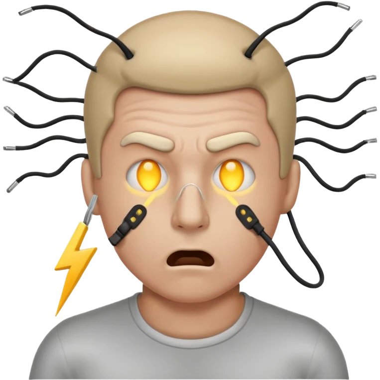 Electric shock emoji man with LAN wire in nose emoji