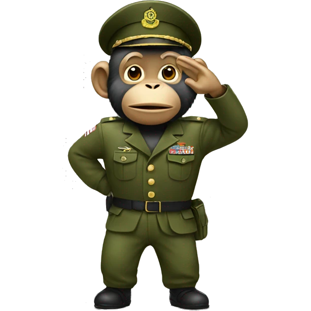 Monkey giving military salute emoji