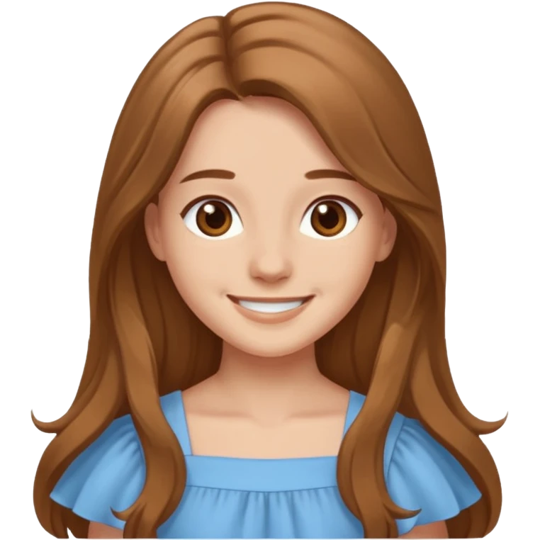 GloomyKassie light brown long hair, brown eyes, light blue dress emoji