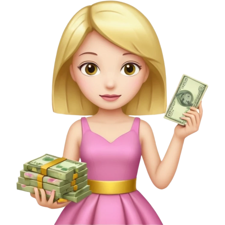 pink girl with wealth emoji