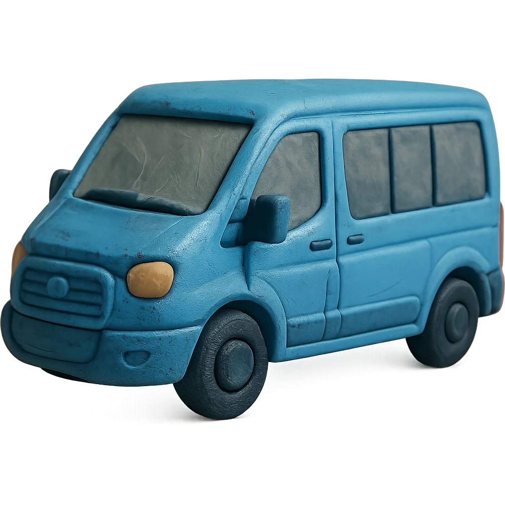 electric light blue Ford Transit passenger van emoji