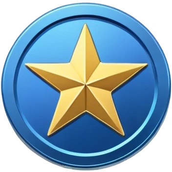 Blue coin with a star symbol in the middle with text inside of it saying "NEL" emoji