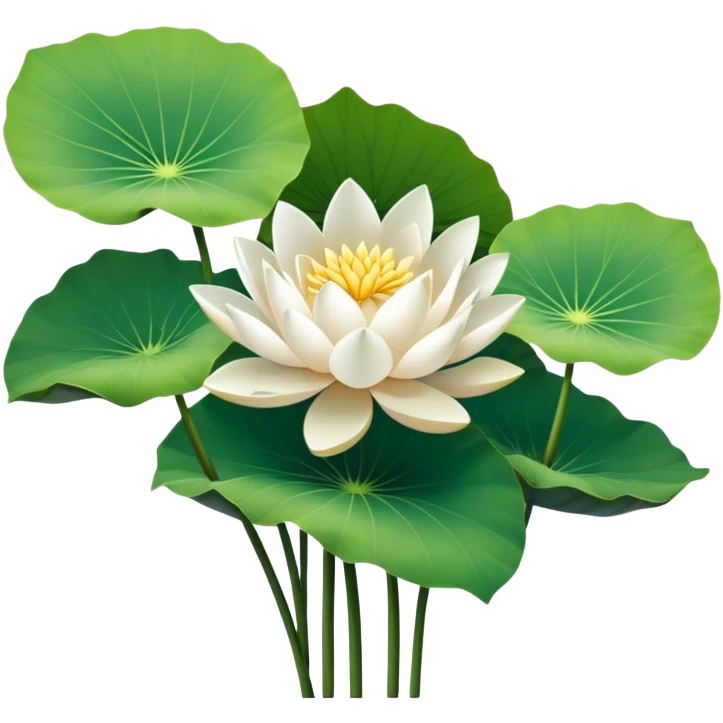 bouquet white Nymphaea lotus,stem, Nymphaea Lotus leaf emoji