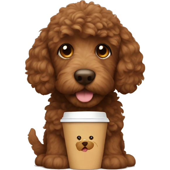 Brown doodle with pup cup emoji