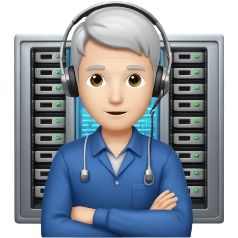 male system administrator with a server behind emoji