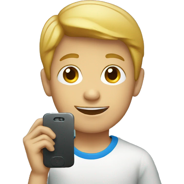 Boy with phone emoji