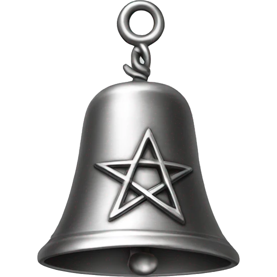 Silver hand bell with a pentagram on it   emoji