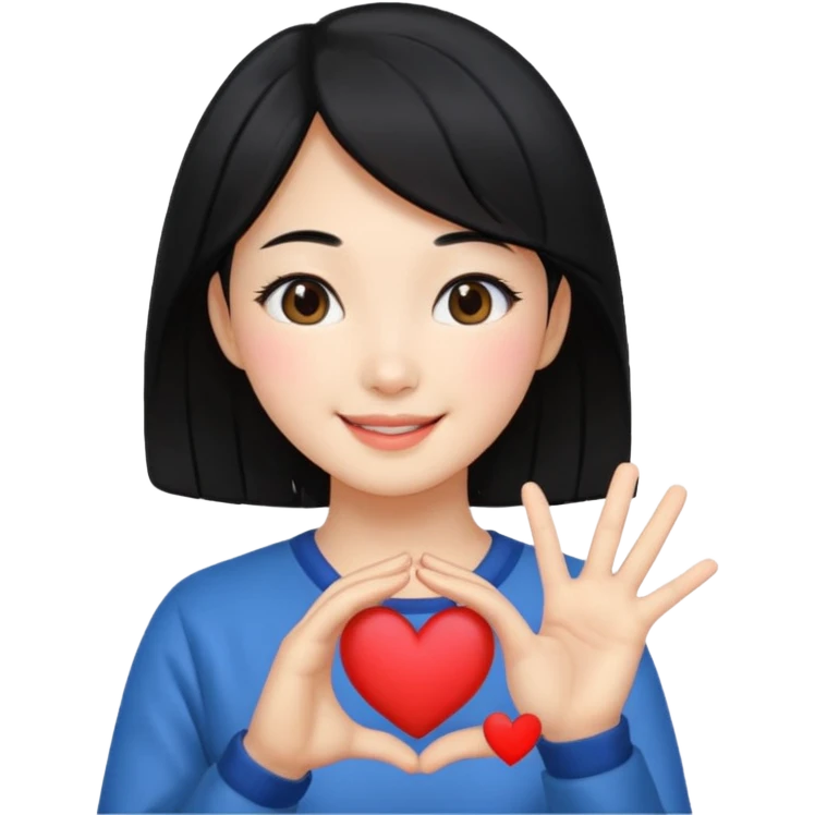 Smiling girl doing the Korean heart emoji