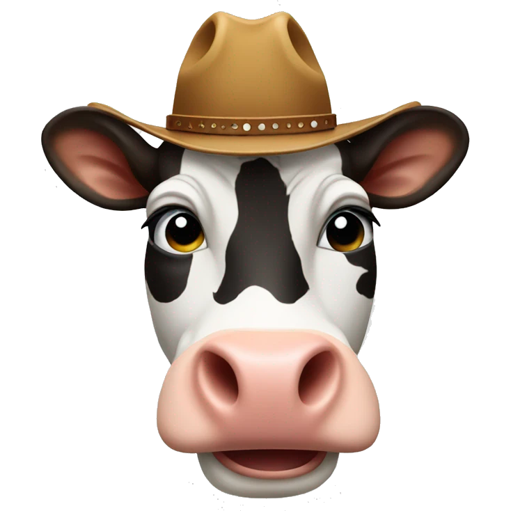 Cow wearing a cowboy hat emoji