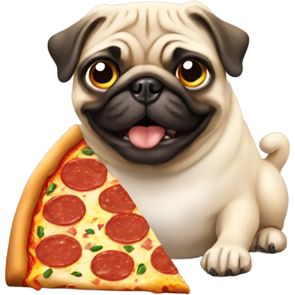 Pug eating pizza emoji