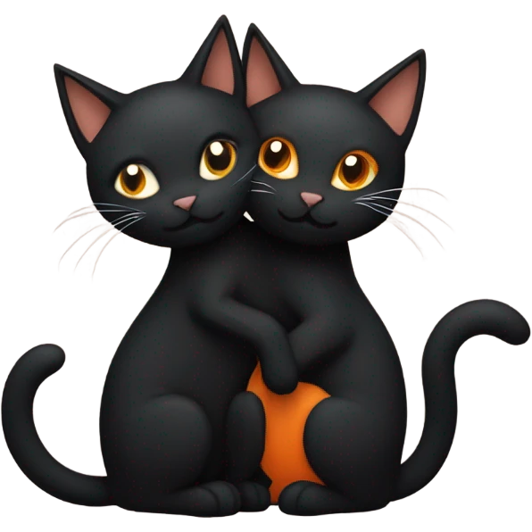 black cat and orange cat hugging emoji