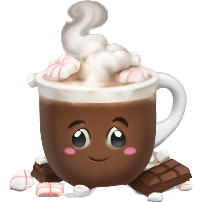 Steamy hot chocolate with cream and marshmallows  emoji