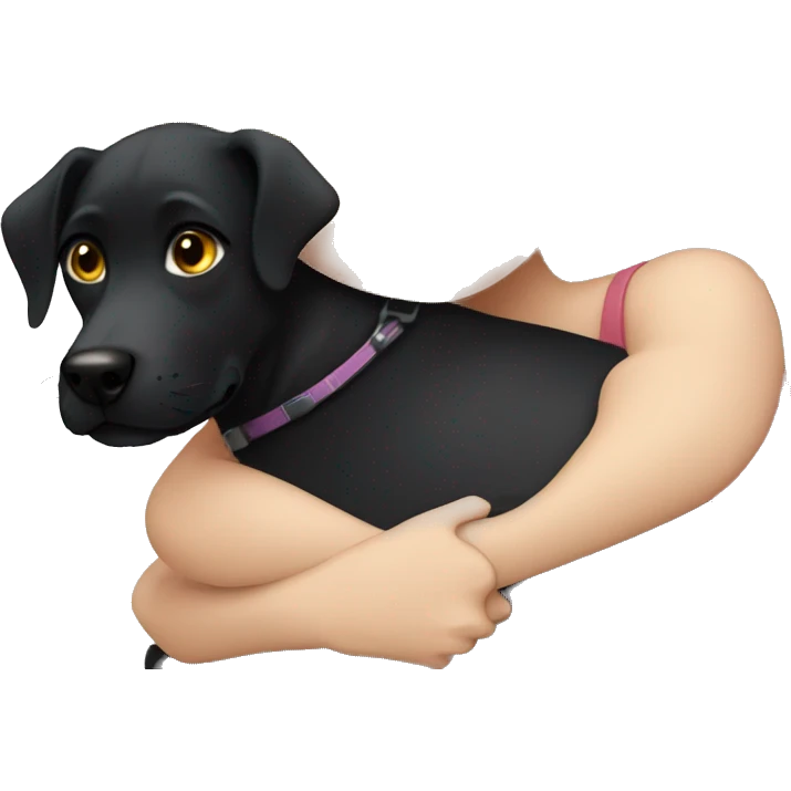 White Girl hugs black dog emoji