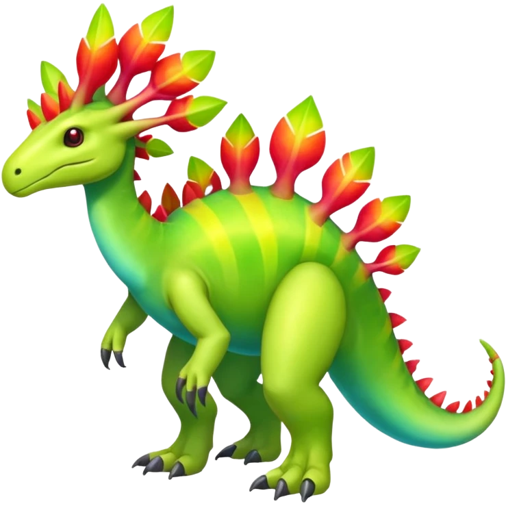 Shiny Exotic Colorful Meganium-Amaura-Aurorus-Fakémon-hybrid-creature (full body)  emoji