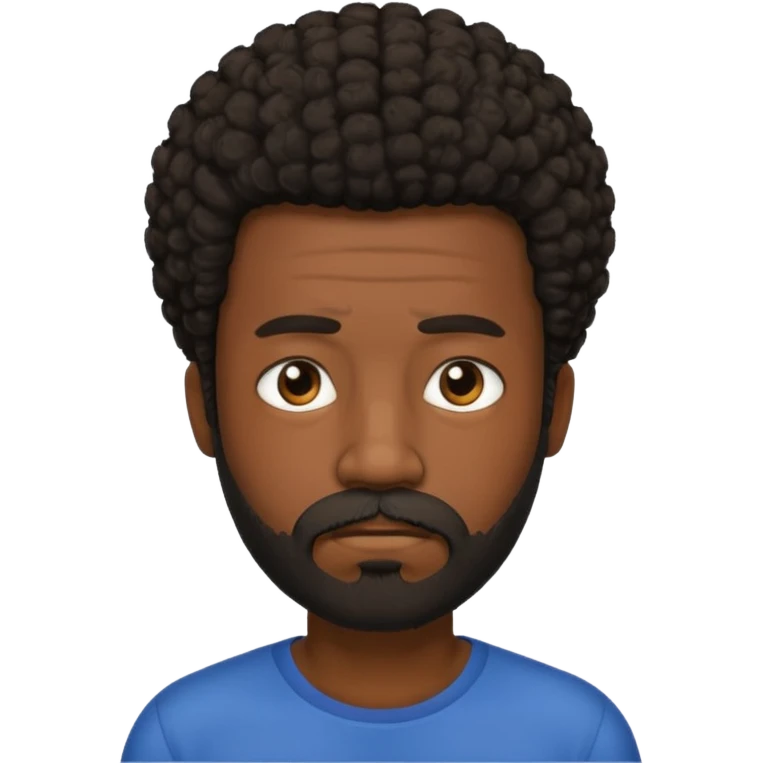 black man with beard, mustache, and short afro sad emoji