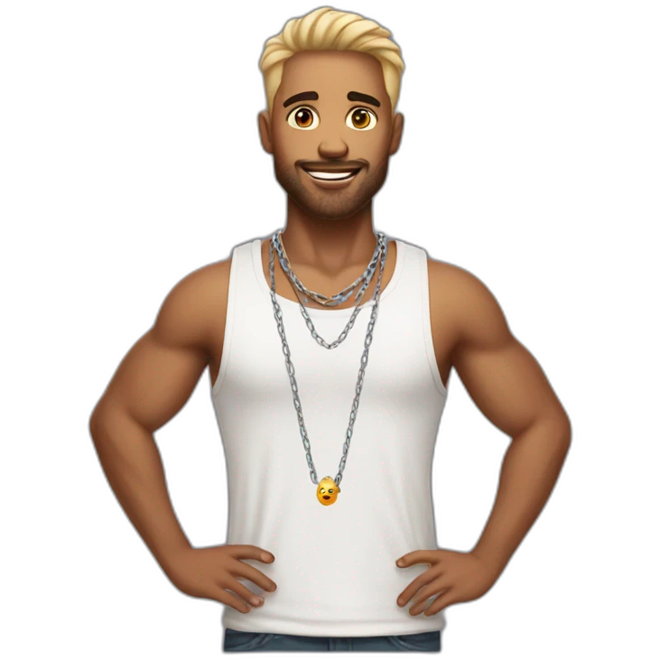 guy wearing tanktop and chain necklace emoji