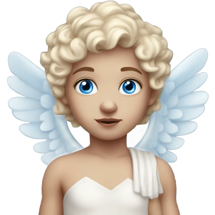 Realistic Pale cute cupid blue eyes emoji