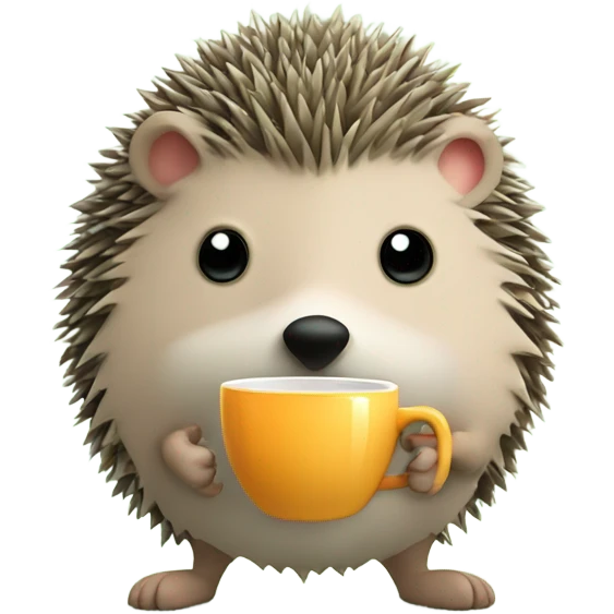 a hedgehog at gym with a cup of tee with mint in his hand emoji