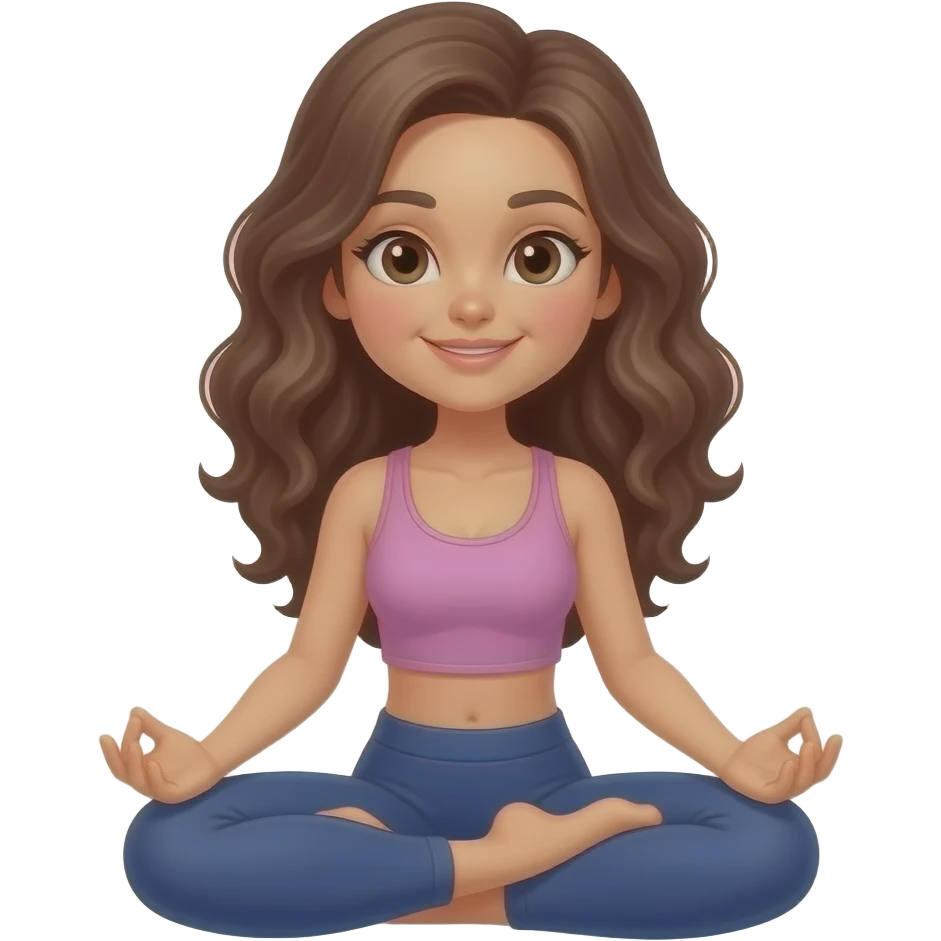 Mulher da cabelo ondulado fazendo ioga emoji