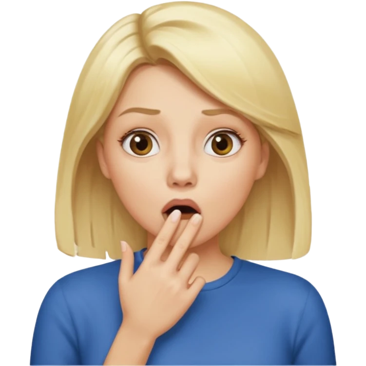 woman with blonde hair and hand over mouth emoji