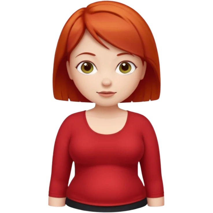 Lazy Short woman with straight ahort red hair and fat tummy emoji