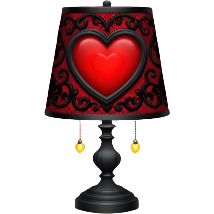 goth themed heart with a black lace lamp emoji