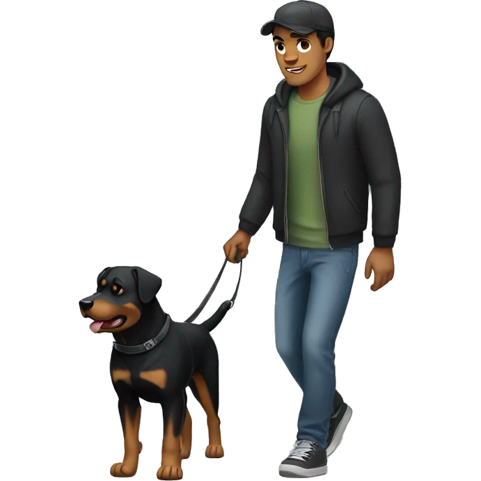 man waling rottweiler emoji