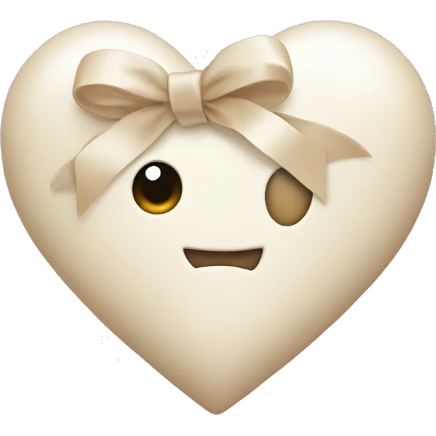 white heart with beige bow emoji