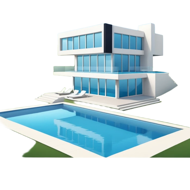 modern house on the hill, with a pool emoji