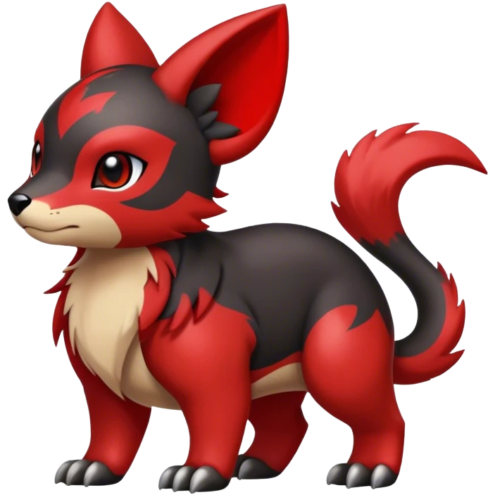 Cute cool black red animal hybrid Fakemon full body emoji