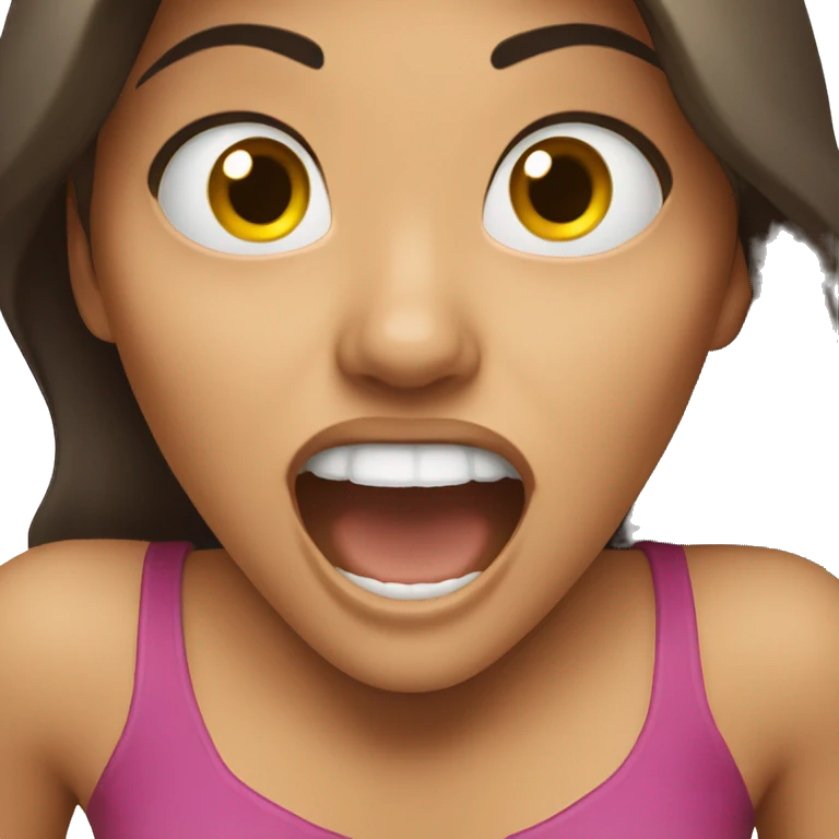 brunette girl screaming emoji