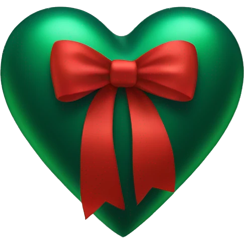 Dark green heart with red bow  emoji