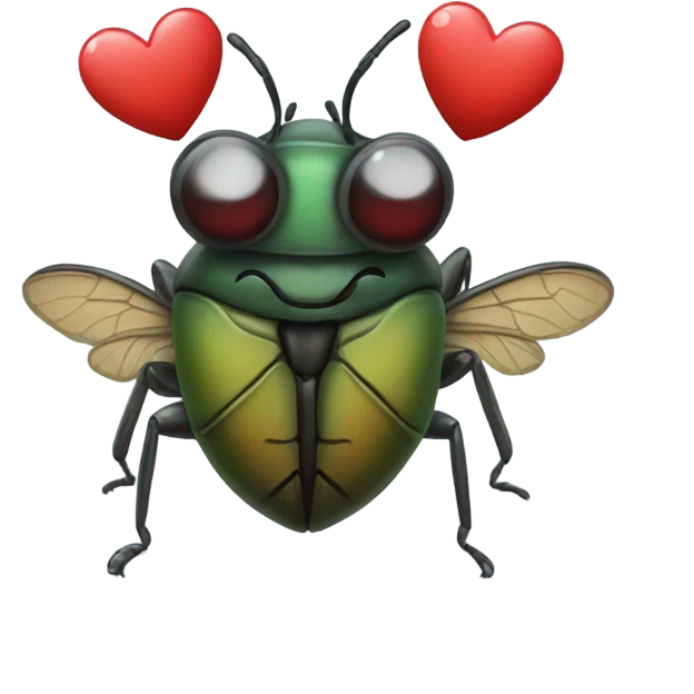 Bug holding a heart emoji