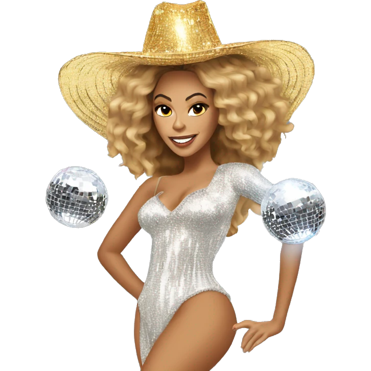Beyonce with a mirrorball hat emoji